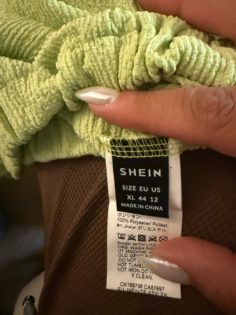 SHEIN Light Lime Crinkle Textured Top